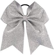 kenz laurenz glitter cheer bows - ideal softball gifts for girls and women team: complete your cheerleader outfit with strong hair ties and ponytail holder logo