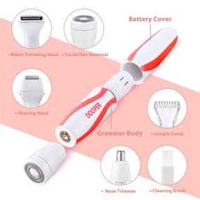 img 2 attached to 🔴 DOOPER Women's Bikini Trimmer - Electric Razor and Hair Removal Kit for Face, Nose, Bikini Line, Legs, and Body - Facial Hair Remover, Nose Ear Trimmer, Bikini Shaver (Orange Red)