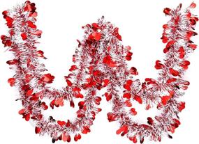 img 2 attached to ❤️ WILLBOND 26.2ft Heart Tinsel Garland: Perfect Valentine's Day Indoor and Outdoor Decoration in Red and White