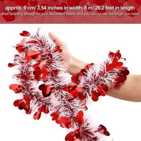 img 3 attached to ❤️ WILLBOND 26.2ft Heart Tinsel Garland: Perfect Valentine's Day Indoor and Outdoor Decoration in Red and White