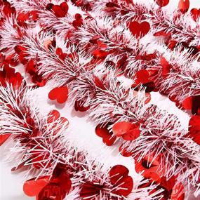 img 1 attached to ❤️ WILLBOND 26.2ft Heart Tinsel Garland: Perfect Valentine's Day Indoor and Outdoor Decoration in Red and White