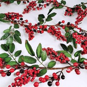img 2 attached to 🎄 6ft Artificial Red Berry Garland with Green Leaves – Christmas Twig Garland for Fireplace, Mantel, Centerpiece Decoration in Rustic Holiday Winter Theme