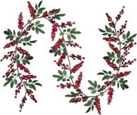 🎄 6ft artificial red berry garland with green leaves – christmas twig garland for fireplace, mantel, centerpiece decoration in rustic holiday winter theme logo