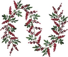 img 4 attached to 🎄 6ft Artificial Red Berry Garland with Green Leaves – Christmas Twig Garland for Fireplace, Mantel, Centerpiece Decoration in Rustic Holiday Winter Theme