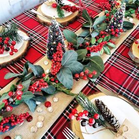 img 1 attached to 🎄 6ft Artificial Red Berry Garland with Green Leaves – Christmas Twig Garland for Fireplace, Mantel, Centerpiece Decoration in Rustic Holiday Winter Theme
