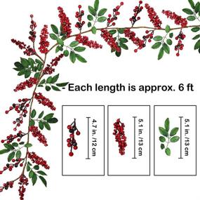 img 3 attached to 🎄 6ft Artificial Red Berry Garland with Green Leaves – Christmas Twig Garland for Fireplace, Mantel, Centerpiece Decoration in Rustic Holiday Winter Theme