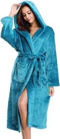 img 4 attached to Cozy up with Vlazom Women's Fleece Hooded Bathrobe - Luxuriously Soft Shawl Collar Robes for Ultimate Comfort