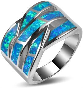 img 4 attached to 💍 Weinuo Blue Fire Opal Engagement Wedding Party Ring - 925 Sterling Silver, Size 5-11