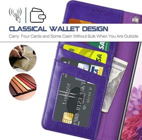 img 2 attached to 📱 Arae PU Leather Wallet Case Cover for Samsung Galaxy S20 FE 5G - Stand Feature, Wrist Strap, 4-Slots for ID and Credit Cards - Purple, 6.5 inch