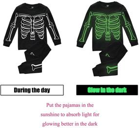 img 3 attached to Glowing Skeleton Ghost Pajamas: Boys Sleepwear for Halloween - Size 2-7T