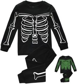 img 4 attached to Glowing Skeleton Ghost Pajamas: Boys Sleepwear for Halloween - Size 2-7T