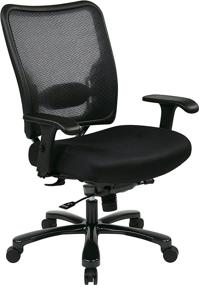 img 3 attached to 🪑 SPACE Seating Big and Tall AirGrid Ergonomic Managers Chair with Adjustable Arms and Padded Mesh Seat - Gunmetal Finish Base, Black