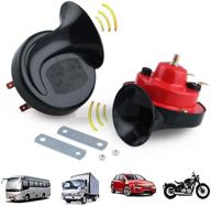🔊 330db horn - super loud train horn for trucks, boats, and cars - air electric snail double horn 100w 12v - waterproof horn for trucks, cars, motorcycles, bikes, and boats (black) logo