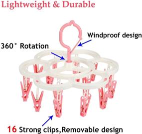 img 3 attached to 👕 Clothes Drying Rack with 16 Clips - Laundry Hanger for Underwear, Baby Clothes, Socks, Bras, Towel, Pants, Hat, Scarf, Cloth Diapers, Gloves - Pink