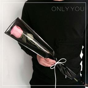 img 3 attached to 🌹 100 Pack of Black Single Rose Packaging Bags with Flower Wrapping Paper (White)