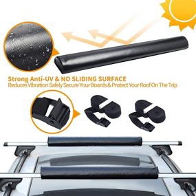 img 2 attached to 🚗 Universal Soft Roof Cargo Rack Crossbar Pads - MONOKING 28'' Aero | Anti-Slip Waterproof | Includes 12FT Tie-Down Ratchet Straps | Ideal for Surfboard, Kayak, SUP, Canoe, Paddle Board, Snow Board