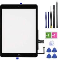 📱 touch screen digitizer glass replacement for ipad 6 2018 6th generation a1893 a1954 - includes home button+camera holder+preinstalled adhesive+tools kit (black) logo