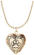 women's floating charms locket necklace - simple heart pendant with animal dog paw design for memorial jewelry logo