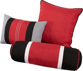 img 1 attached to Chezmoi Collection King Size Red/Gray/Black 7-Piece Quilted Patchwork Comforter Set