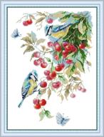 🐦 maydear cross stitch kit: bird in the cherry tree - beginner's diy embroidery starter kit - 11ct, 3 strands - size: 16.9×22.4(inch) logo