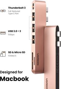 img 3 attached to 🔌 UGREEN USB C Hub for MacBook - Aluminum Type C Adapter with 3 USB 3.0, 100W USB C Power Delivery, Micro SD & SD Card Reader - Compatible for MacBook Pro Air M1 2020 2019 2018 2017 - Gold