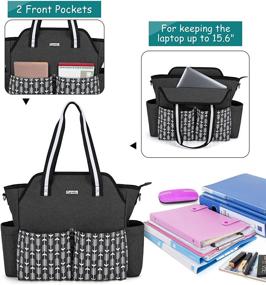 img 2 attached to 🎒 Stylish and Practical CURMIO Teacher Work Bag: Portable Tote with Laptop Sleeve, Black with Arrow Design