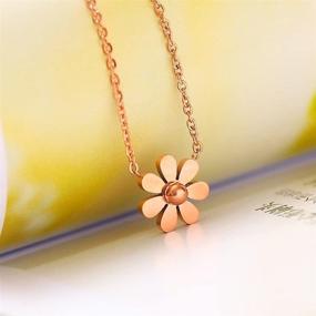 img 2 attached to 🌼 Vintage Daisy Flower Pendant Necklace for Women and Girls - Stainless Steel Fashion Accessory by KESTYLE