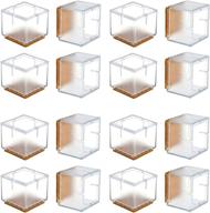 🪜 16pcs clear silicone chair leg floor protectors by warmhut - transparent table furniture leg feet tips covers caps, felt pads included - prevent scratches, wood floor protection (square) logo