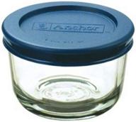 🍽️ anchor hocking 1-cup round food storage containers: set of 6 clear glass containers with blue plastic lids - keep your leftovers fresh! логотип