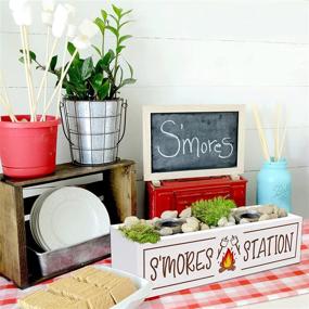 img 3 attached to 🔥 Zingoetrie S'Mores Station Wooden Box: The Ultimate Rustic Kitchen Table Organizer for Smores Bar, Camping, BBQ, and More! Perfect Farmhouse Home Decor and Teacher Gift