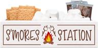 🔥 zingoetrie s'mores station wooden box: the ultimate rustic kitchen table organizer for smores bar, camping, bbq, and more! perfect farmhouse home decor and teacher gift логотип