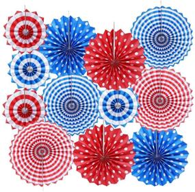 img 4 attached to 🎉 Vibrant Set of 12 Patriotic Party Paper Fans: Perfect Decorations for 4th of July, Weddings, Birthdays & More!