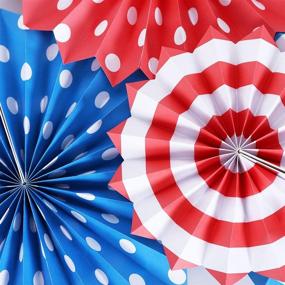 img 1 attached to 🎉 Vibrant Set of 12 Patriotic Party Paper Fans: Perfect Decorations for 4th of July, Weddings, Birthdays & More!