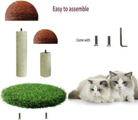 img 1 attached to 🐱 XISFORX Cat Scratching Post, Indoor Cat Scratchers, Organic Sisal Mushroom Scratching Post on Artificial Grass Base for Cats and Kittens