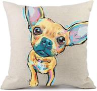 🐶 moyun watercolor chihuahua dog pattern cushion cover: stylish 18x18 inch cotton linen pillowcase for car, sofa, and home decor logo