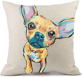 img 2 attached to 🐶 Moyun Watercolor Chihuahua Dog Pattern Cushion Cover: Stylish 18x18 inch Cotton Linen Pillowcase for Car, Sofa, and Home Decor