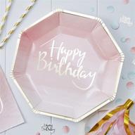 ginger ray pick and mix foiled pink ombre happy birthday party paper plates (8 pack) - gold, 25cm, model number: желаемый посуда для с днем рождения логотип