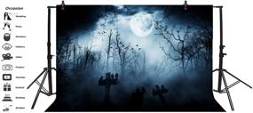 img 3 attached to 🎃 Baocicco 10x8ft Vinyl Halloween Backdrop: Gloomy Graveyard Tombstone Scene Photography Background with Ghost, Full Moon for Scary Night Portraits of Children, Baby, and Adults in Photo Studio