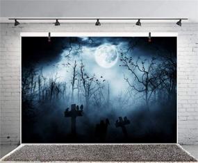 img 2 attached to 🎃 Baocicco 10x8ft Vinyl Halloween Backdrop: Gloomy Graveyard Tombstone Scene Photography Background with Ghost, Full Moon for Scary Night Portraits of Children, Baby, and Adults in Photo Studio