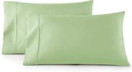 🌿 premium soft silky king pillowcase set - 400 thread count 100% cotton celdon green sateen weave - highly breathable, easy care - oeko tex certified logo