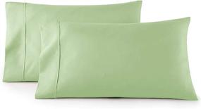 img 3 attached to 🌿 Premium Soft Silky King Pillowcase Set - 400 Thread Count 100% Cotton Celdon Green Sateen Weave - Highly Breathable, Easy Care - Oeko Tex Certified