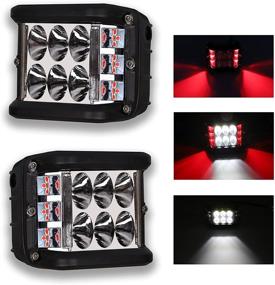 img 4 attached to TWOZNY Side Shooter Lights LED Pod Lights With Dual Side Red DRL Strobe 4Inch Off Road Flood Spot Driving Light For Jeep Truck SUV ATV UTV 4X4 Boat