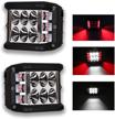 twozny side shooter lights led pod lights with dual side red drl strobe 4inch off road flood spot driving light for jeep truck suv atv utv 4x4 boat logo