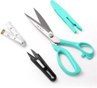 🔪 green covered fabric scissors, sewing scissors, 60-inch tape measure & 9-inch stainless steel tailor shears: ideal for home, office, fabric, paper & craft cutting logo