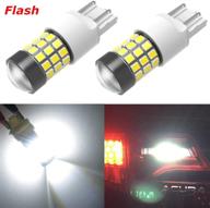 alla lighting t20 wedge 7440 7443 strobe reverse lights led bulbs: 6000k xenon white super bright 2835 39-smd 7440kx w21w 7440ll flashing back up lamps - perfect replacement for cars & trucks logo