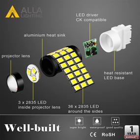 img 3 attached to Alla Lighting T20 Wedge 7440 7443 Strobe Reverse Lights LED Bulbs: 6000K Xenon White Super Bright 2835 39-SMD 7440KX W21W 7440LL Flashing Back Up Lamps - Perfect Replacement for Cars & Trucks
