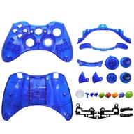 🎮 ostent blue case shell & buttons kit - compatible with microsoft xbox 360 wireless controller - replacement logo