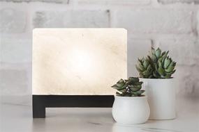 img 1 attached to 🏔️ Rare White Himalayan Salt Lamp: Hand-Carved Modern Rectangle, 100% Authentic Natural Crystal Rock Salt from The Himalayan Mountains - UL-Listed Dimmer Cord, Footed Wood Base, Extra Bulb Included - 11.5 lbs