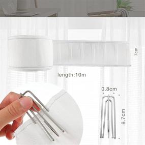 img 3 attached to Curtain Accessory Set: 10 Meters White Curtain Tape with 20 Stainless Steel Prong Clips, Deep Pinch Pleat Heading Tape and DIY Hooks