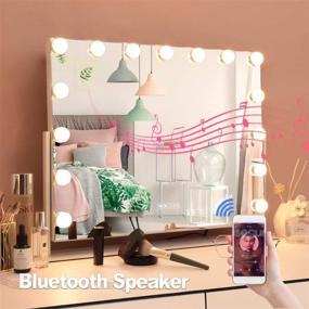 img 3 attached to MISAVANITY Large Hollywood Bluetooth Makeup Vanity Mirror with Lights, 10X Magnification and USB Charging, Dimmable LED Lighting, 360 Degree Rotating – Perfect for Bedroom